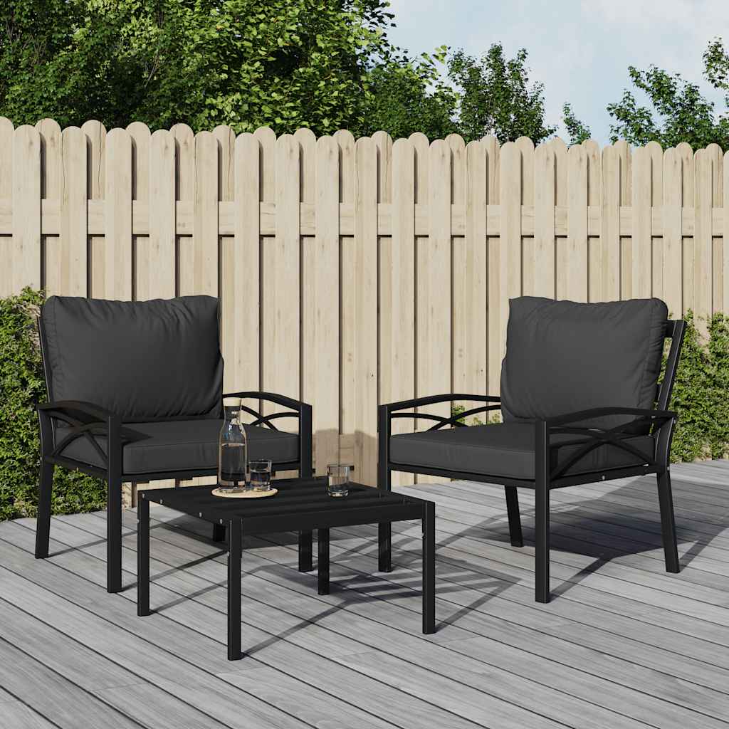 Garden chair with gray cushions 68x76x79 cm steel