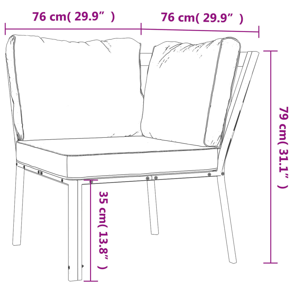 Garden chair with sand-colored cushions 76x76x79 cm steel