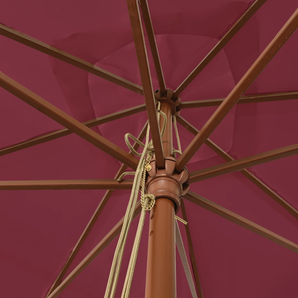Parasol with wooden pole Bordeaux red 300x300x273 cm
