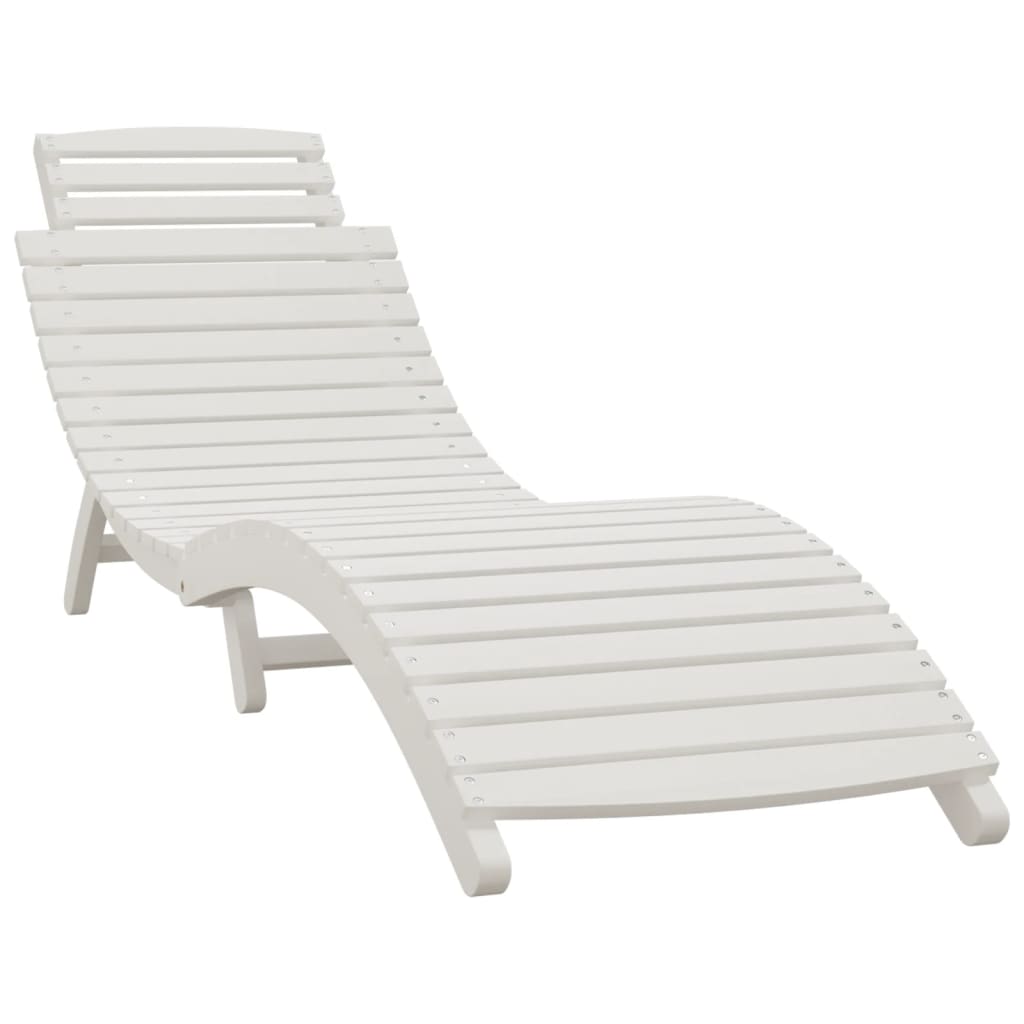 Sun lounger white 184x55x64 cm solid acacia wood