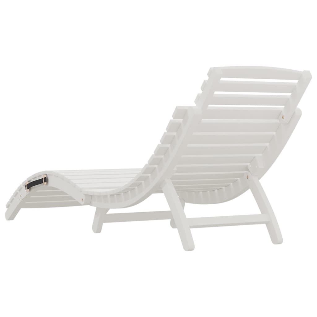 Sun lounger white 184x55x64 cm solid acacia wood