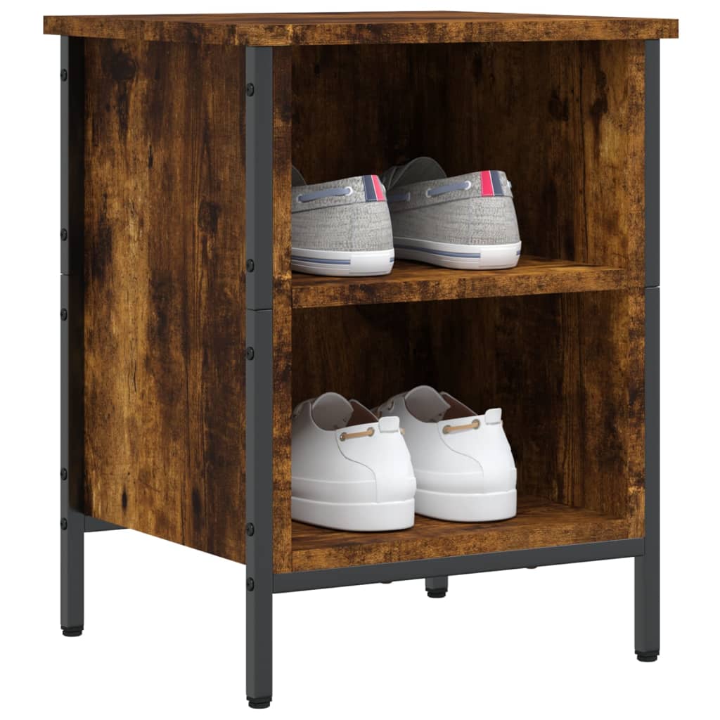 Étagère à chaussures chêne fumé 38x35x50 cm en bois
