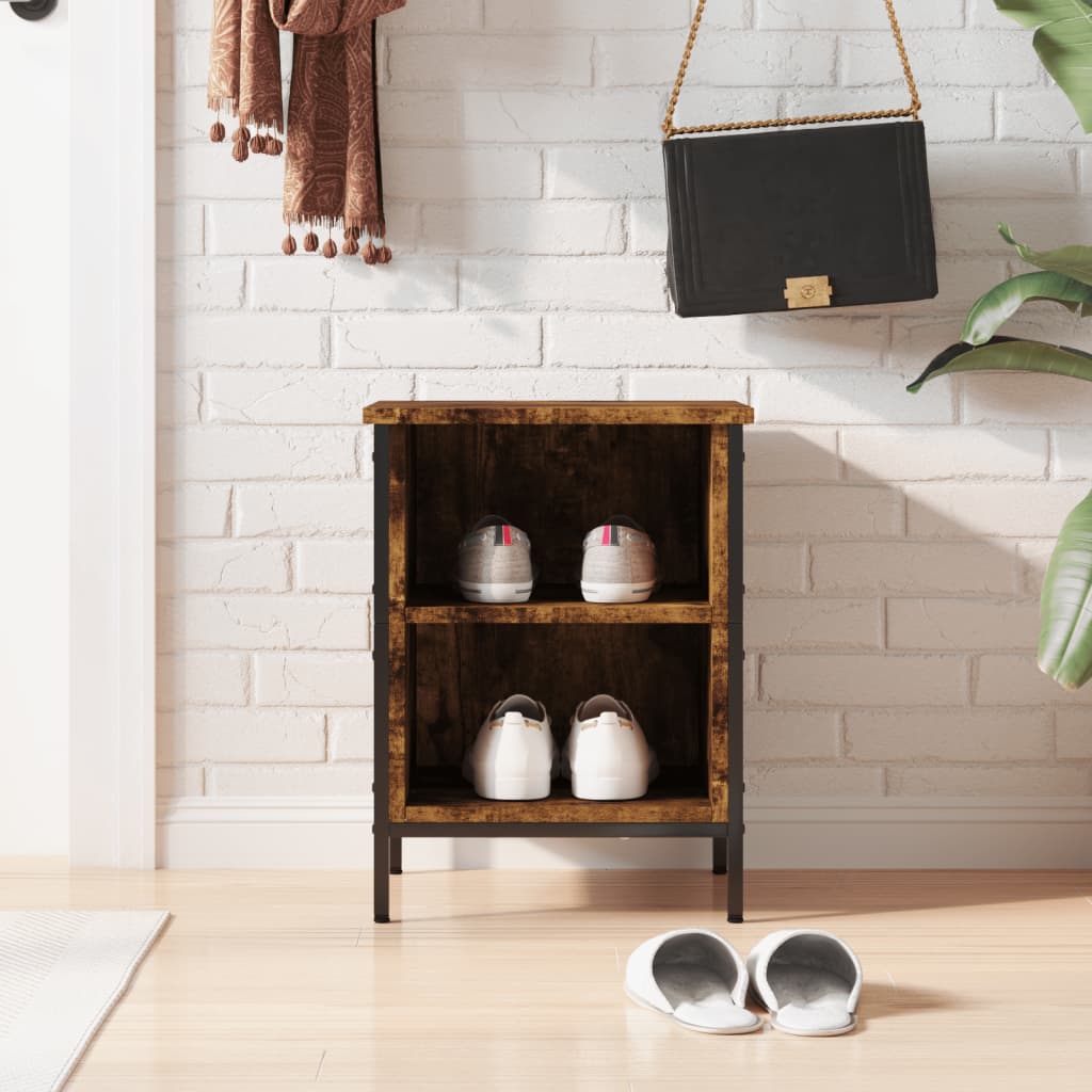 Étagère à chaussures chêne fumé 38x35x50 cm en bois