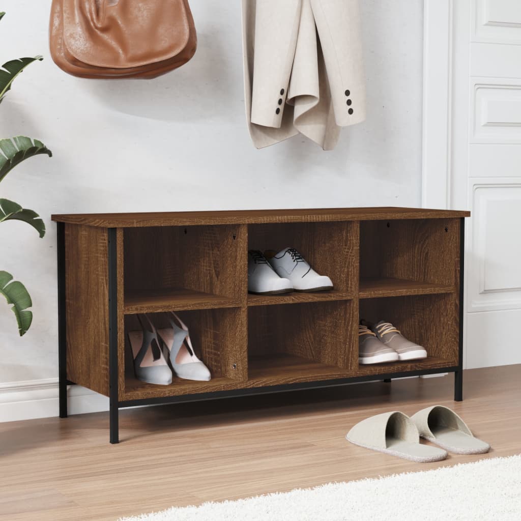 Shoe rack brown oak look 100x35x50 cm wood material