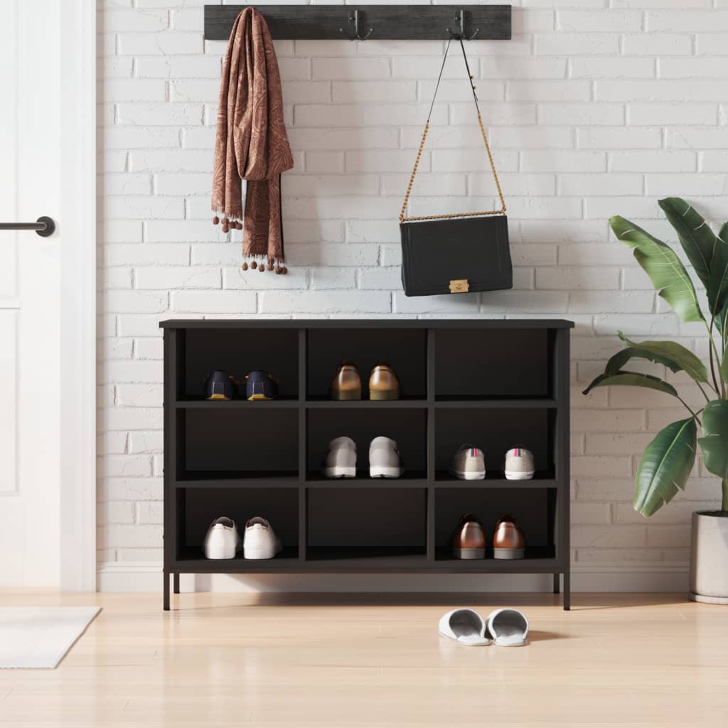 Shoe rack black 100x35x70 cm made of wood