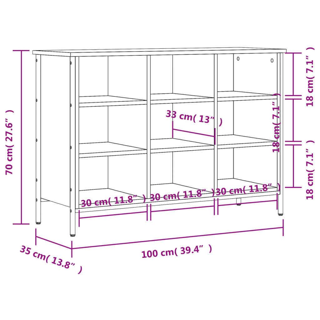 Shoe rack brown oak look 100x35x70 cm made of wood