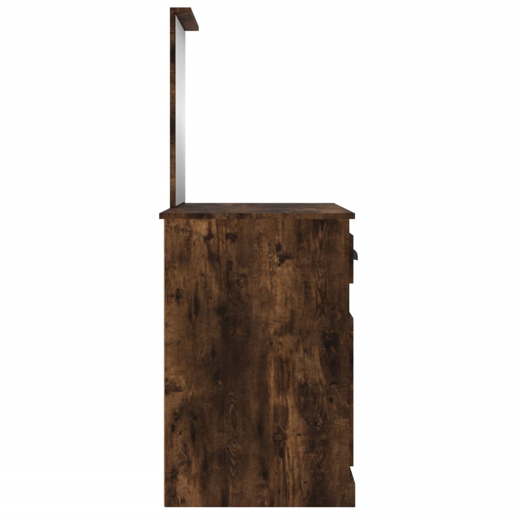 Dressing table with mirror smoked oak 90x50x132.5 cm