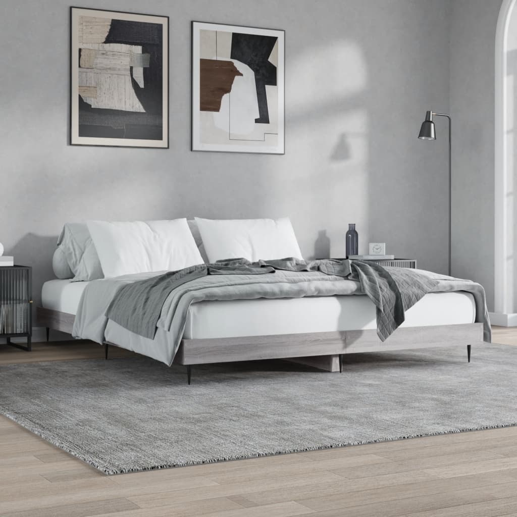 Bettgestell ohne Matratze Grau Sonoma 180x200 cm Holzwerkstoff