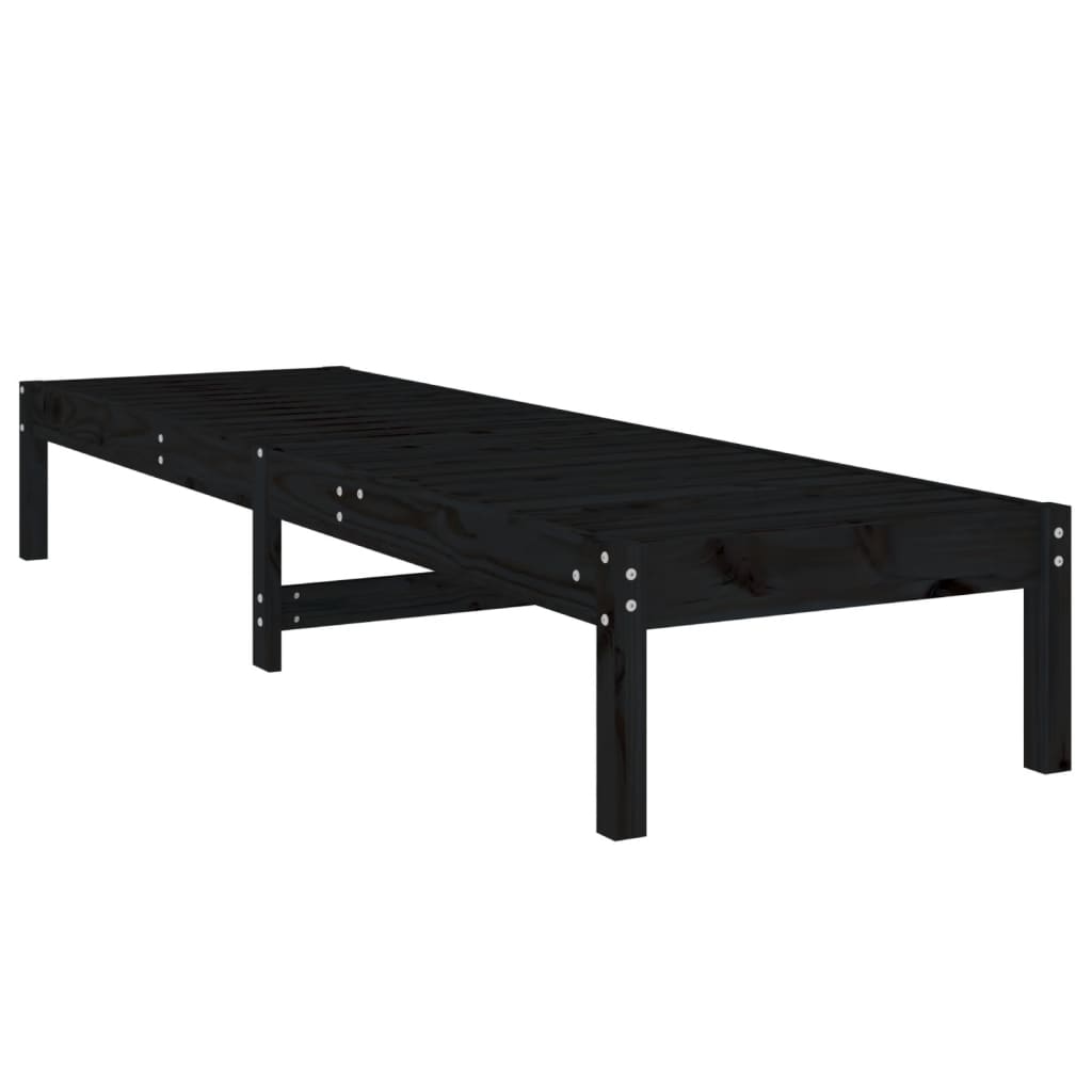 Sun loungers 2 pcs. Black 199.5x60x74 cm solid pine wood