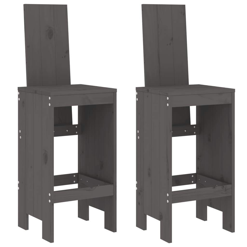 Bar stools 2 pcs. Gray 40x42x120 cm solid pine wood