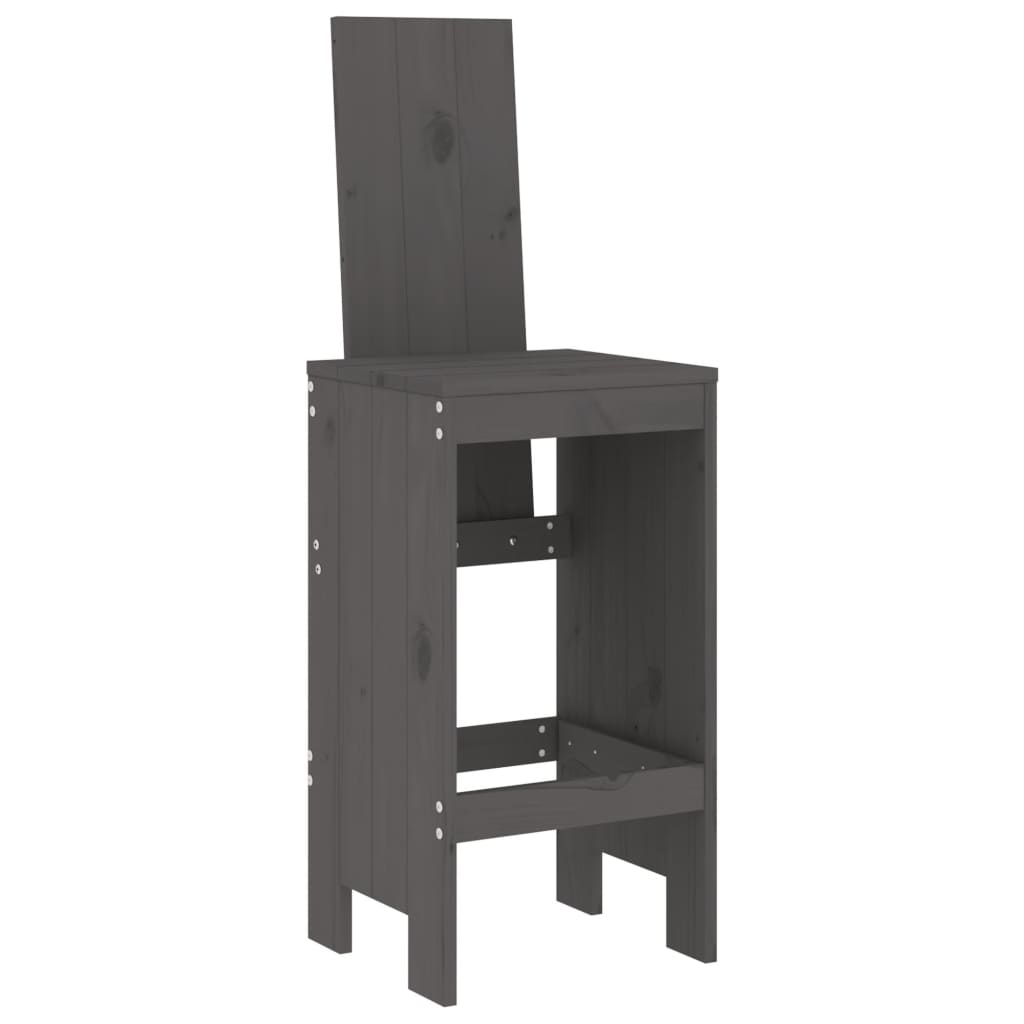 Bar stools 2 pcs. Gray 40x42x120 cm solid pine wood