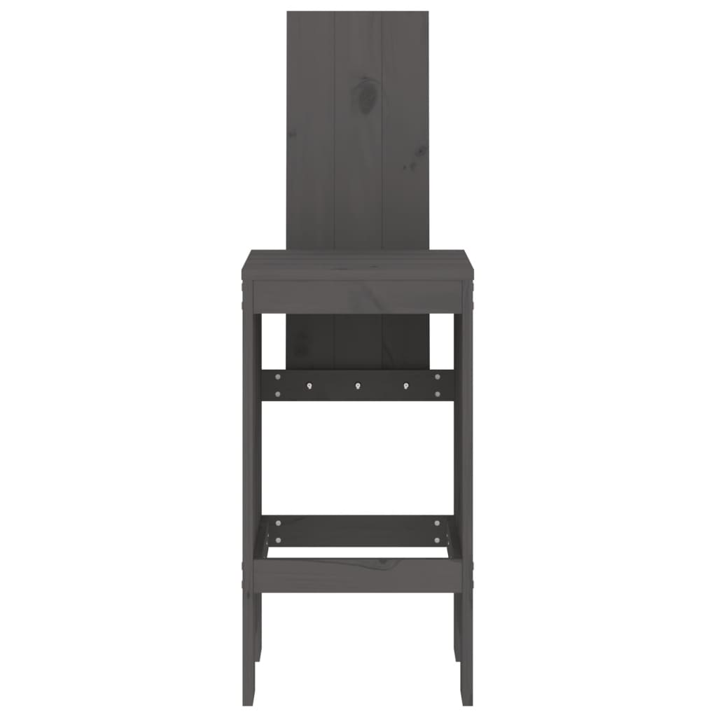 Bar stools 2 pcs. Gray 40x42x120 cm solid pine wood