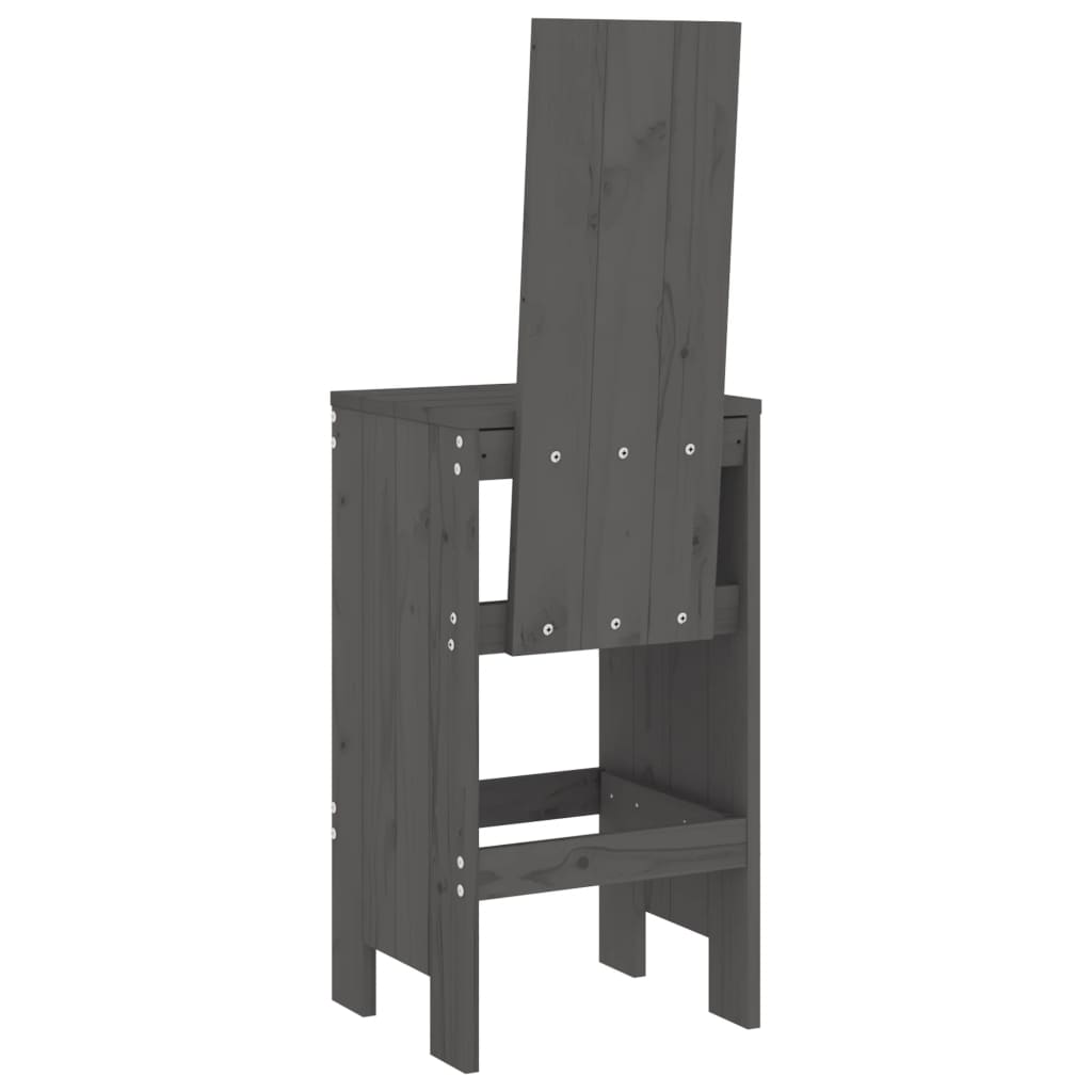 Bar stools 2 pcs. Gray 40x42x120 cm solid pine wood
