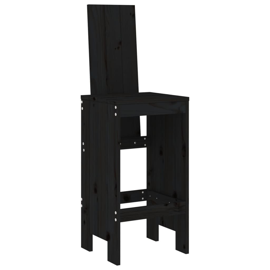 Bar stools 2 pcs. Black 40x42x120 cm solid pine wood