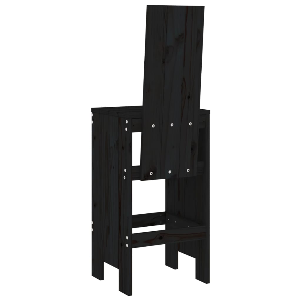 Bar stools 2 pcs. Black 40x42x120 cm solid pine wood