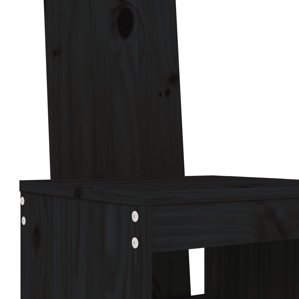 Bar stools 2 pcs. Black 40x42x120 cm solid pine wood