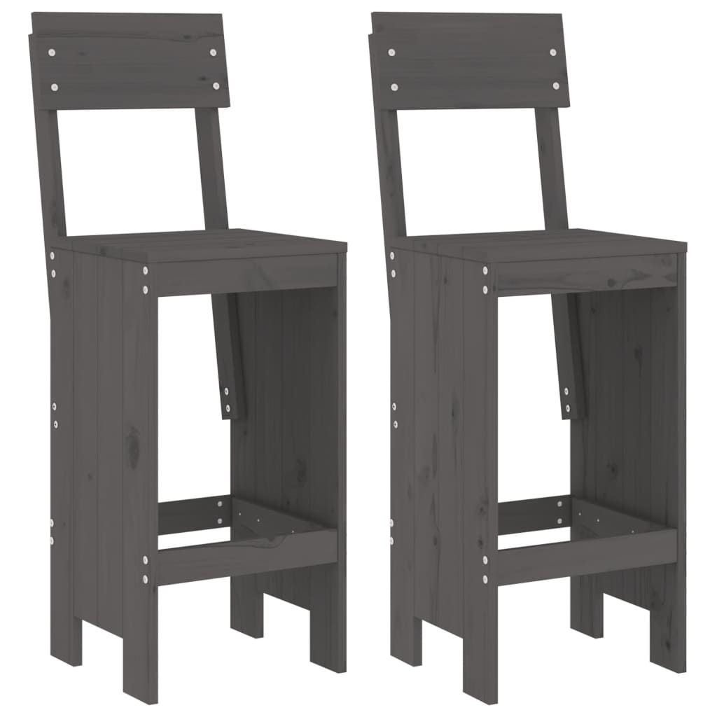 Bar stools 2 pcs. Gray 40x48.5x115.5 cm solid pine wood