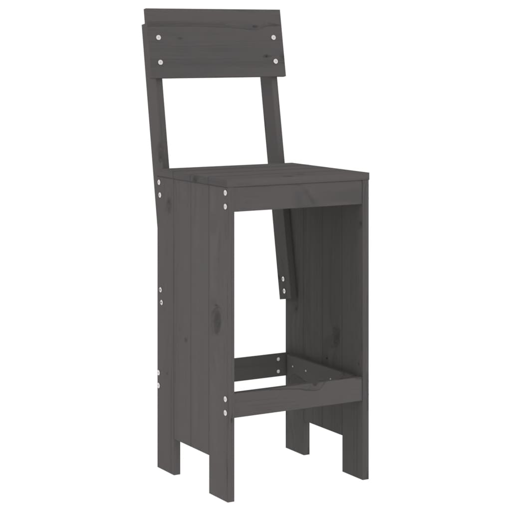 Bar stools 2 pcs. Gray 40x48.5x115.5 cm solid pine wood