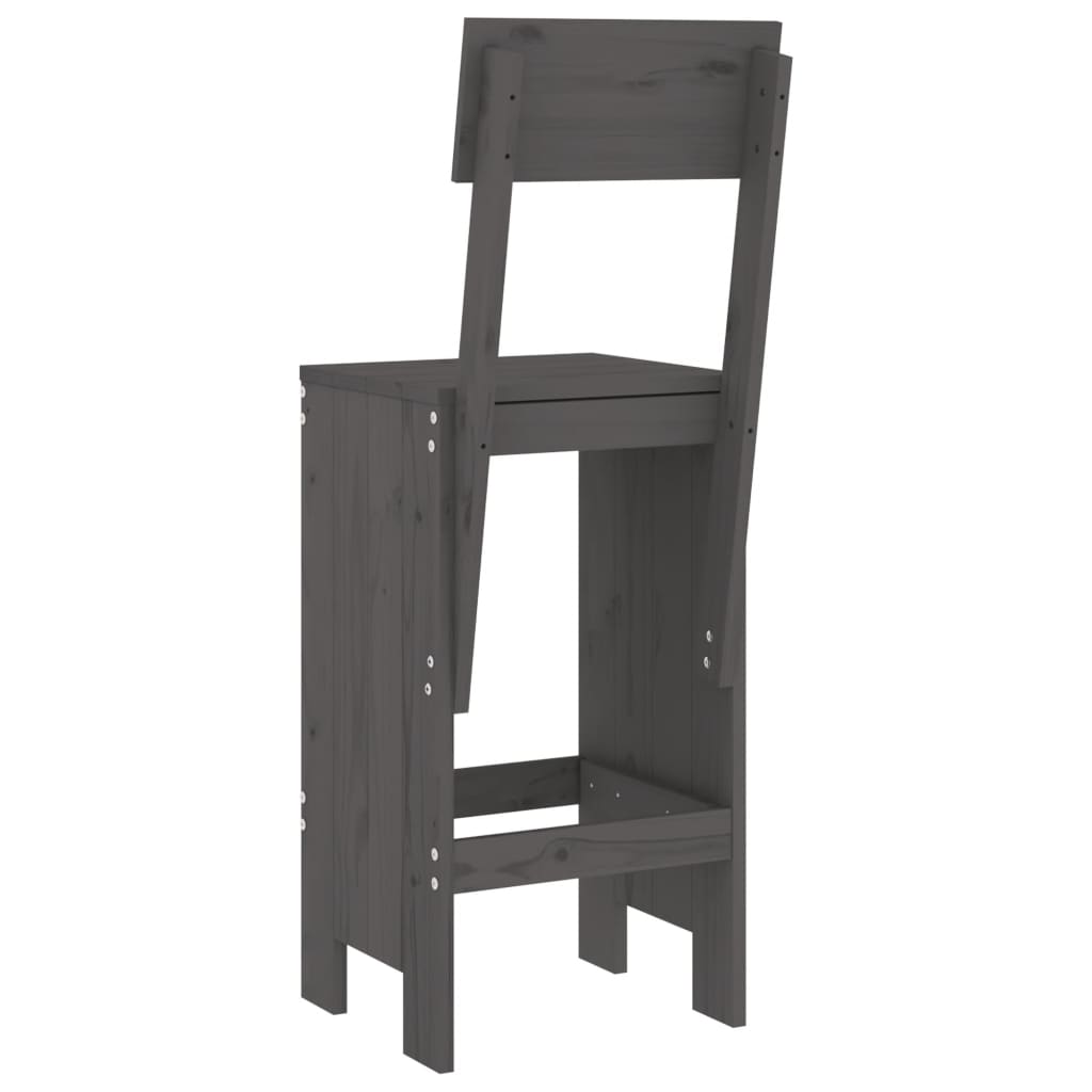 Bar stools 2 pcs. Gray 40x48.5x115.5 cm solid pine wood