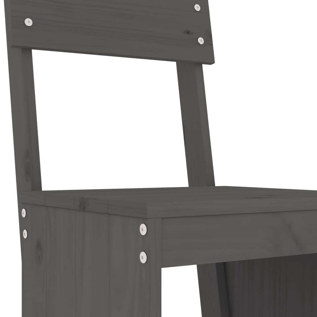 Bar stools 2 pcs. Gray 40x48.5x115.5 cm solid pine wood