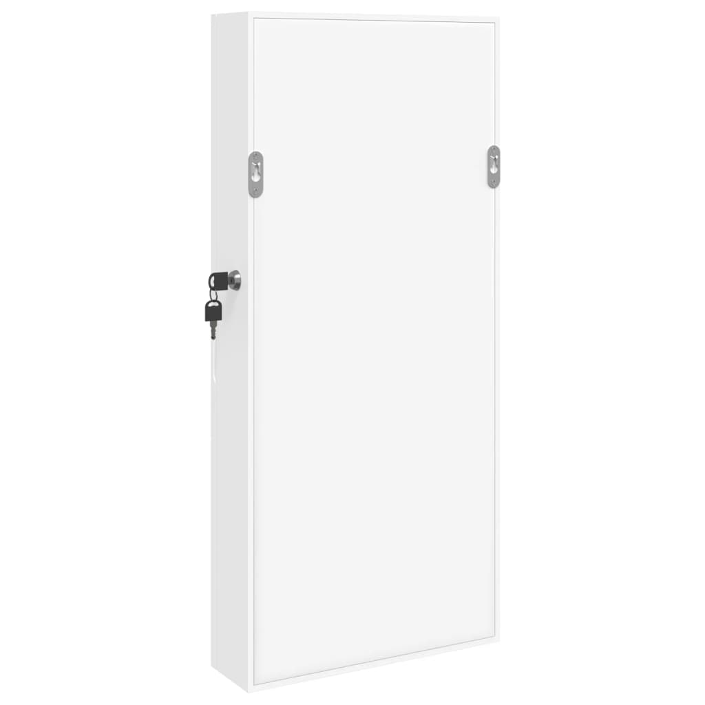 Armoire à bijoux avec miroir mural blanc 30x8,5x67 cm