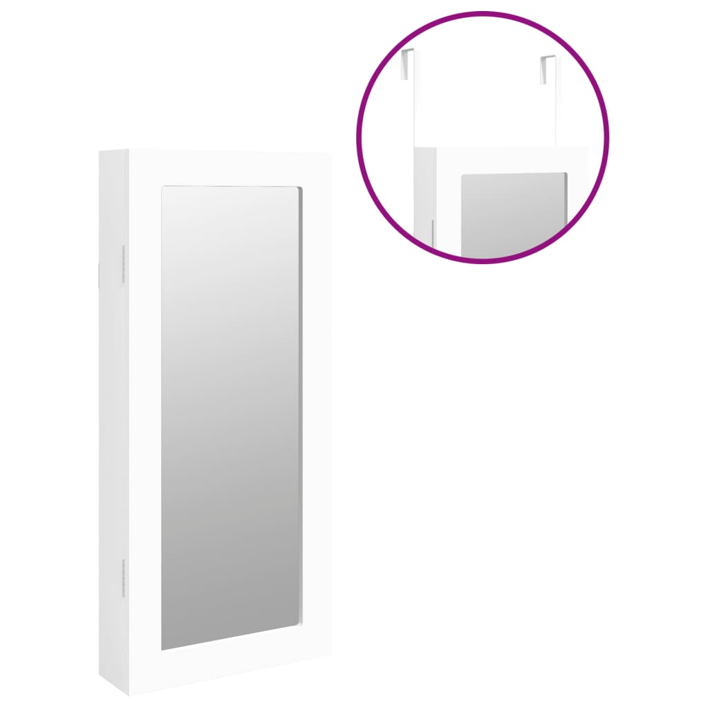Armoire à bijoux avec miroir mural blanc 30x8,5x67 cm
