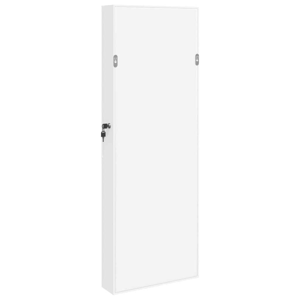 Armoire à bijoux avec miroir mural blanc 37,5x10x106 cm