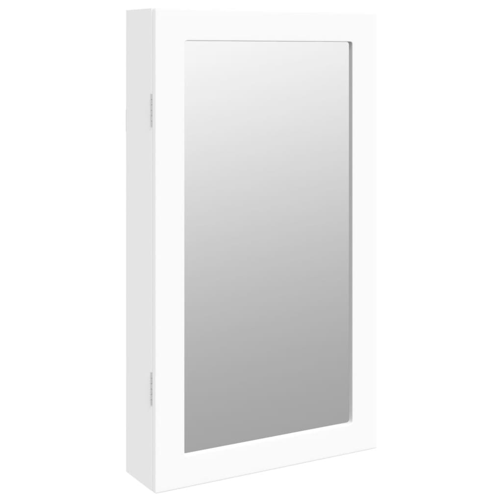 Mirror jewelry cabinet with LED lighting wall mounting white