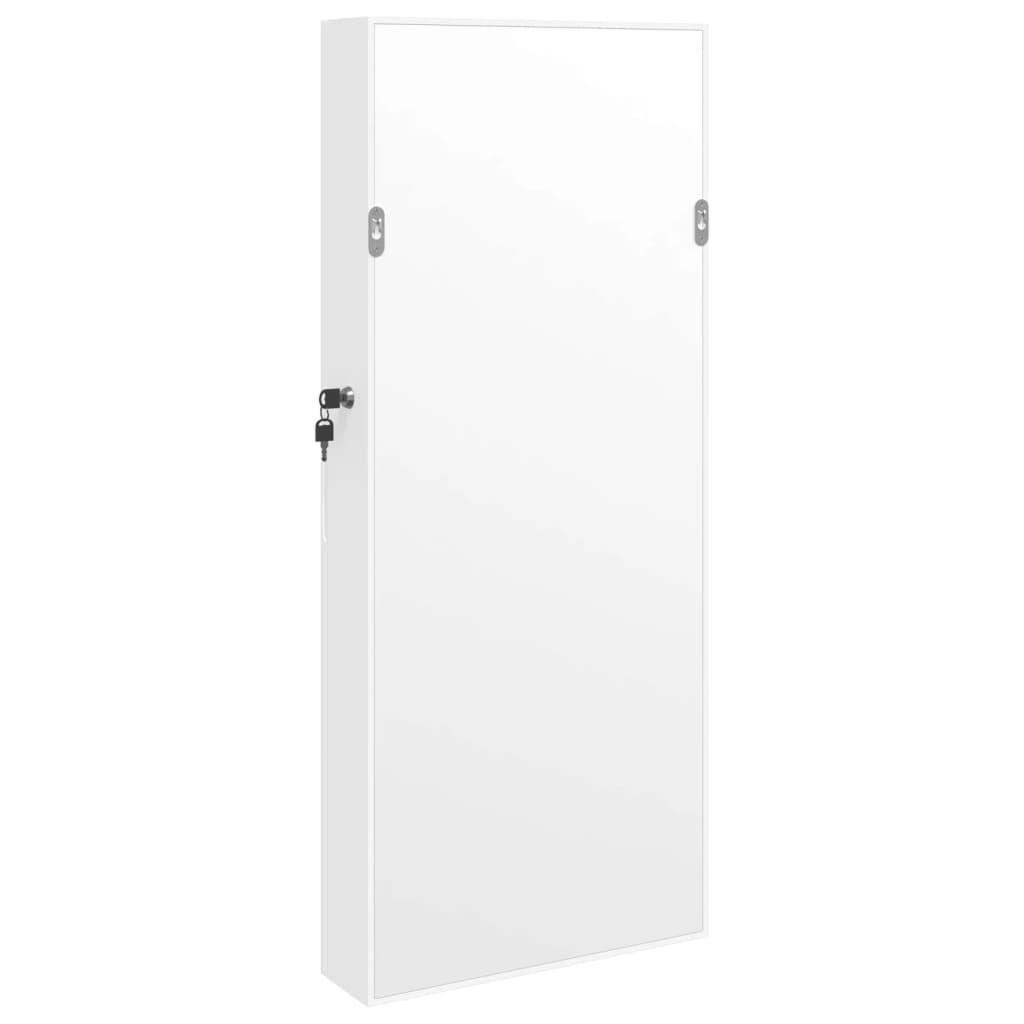 Mirror jewelry cabinet with LED lighting wall mounting white