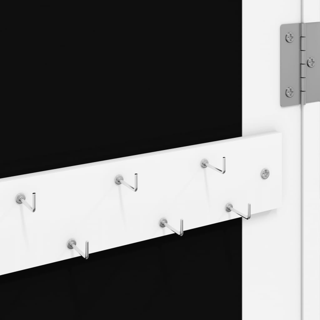 Mirror jewelry cabinet with LED lighting wall mounting white
