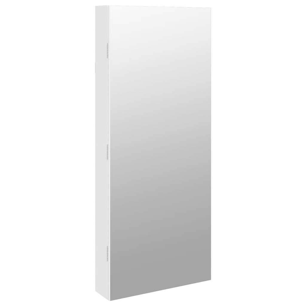 Mirror jewelry cabinet with LED lighting wall mounting white