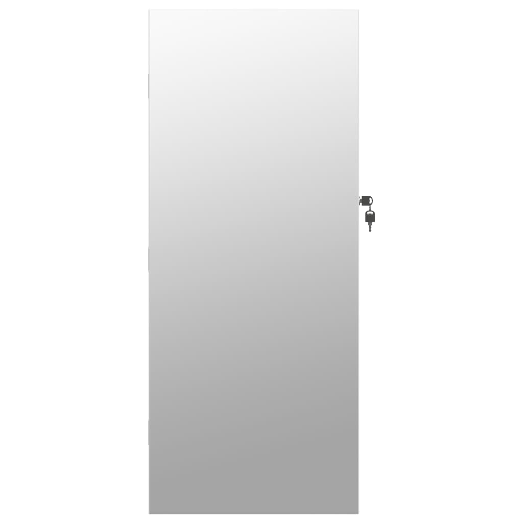 Mirror jewelry cabinet with LED lighting wall mounting white
