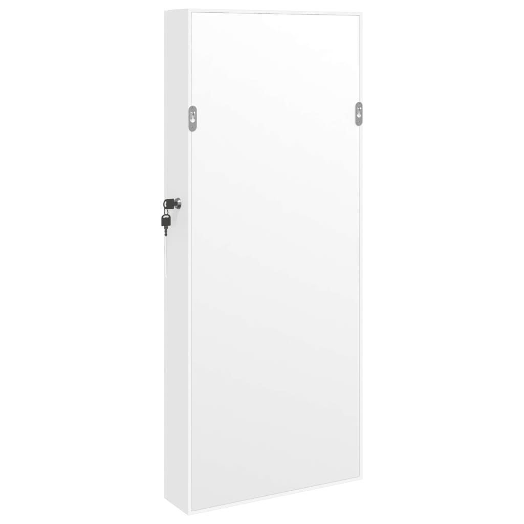 Mirror jewelry cabinet with LED lighting wall mounting white