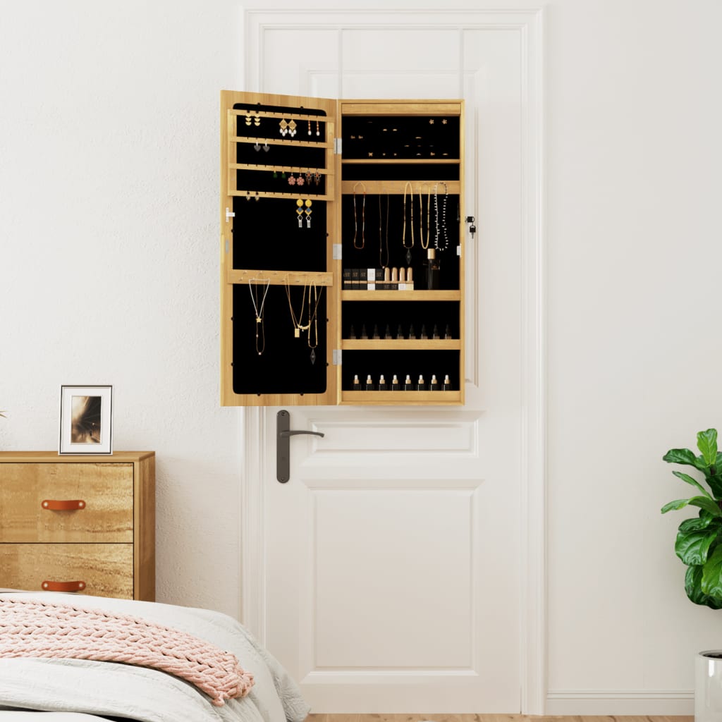 Armoire à bijoux miroir avec éclairage LED, fixation murale