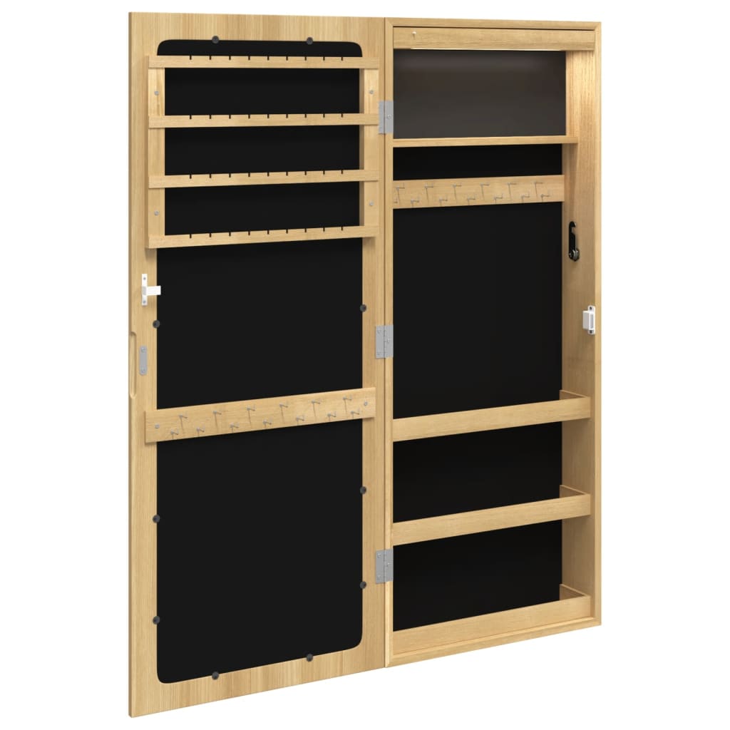 Armoire à bijoux miroir avec éclairage LED, fixation murale