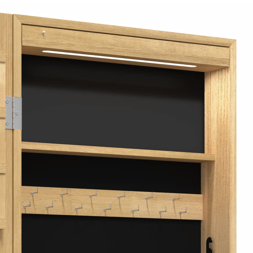 Armoire à bijoux miroir avec éclairage LED, fixation murale