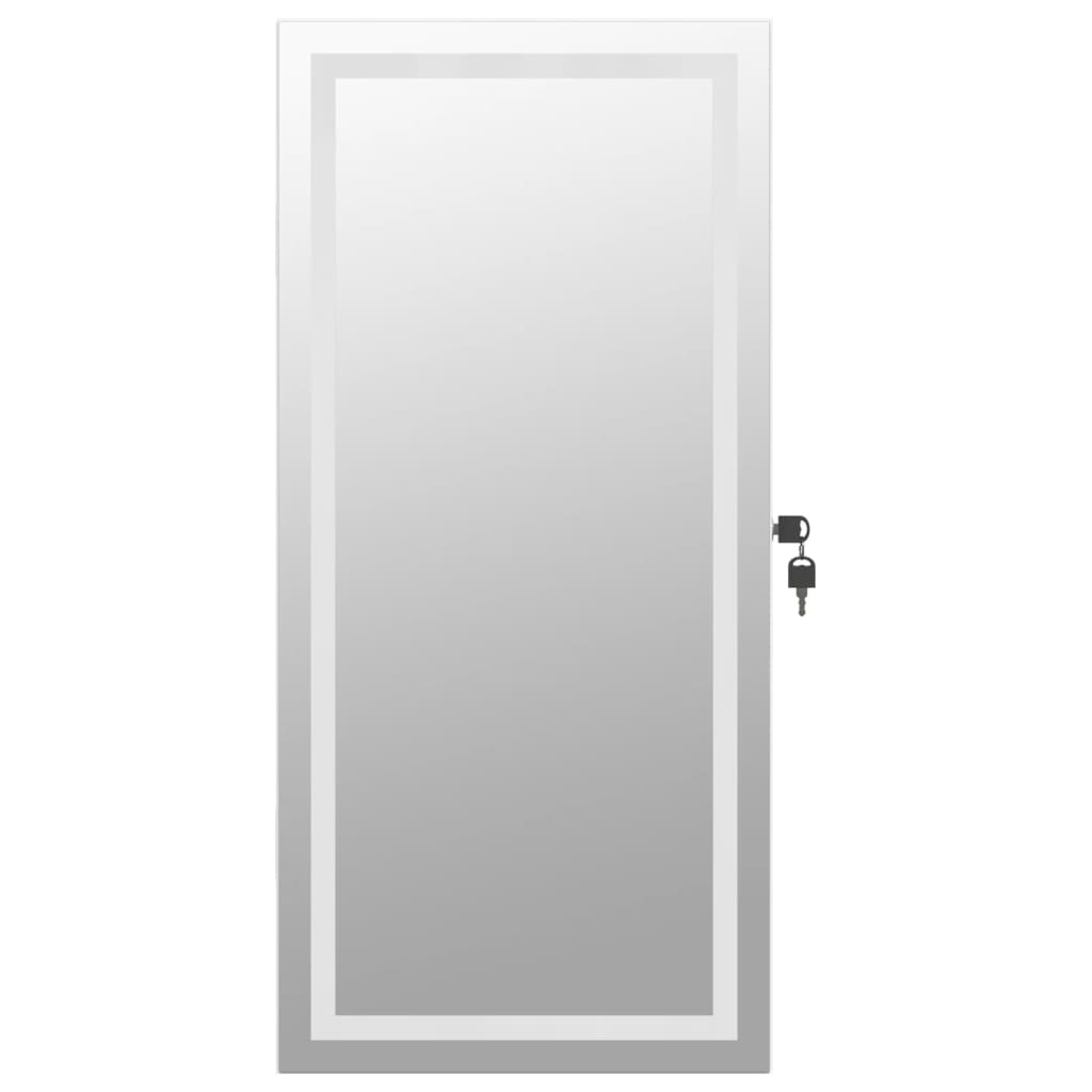 Mirror jewelry cabinet with LED lighting wall mounting white
