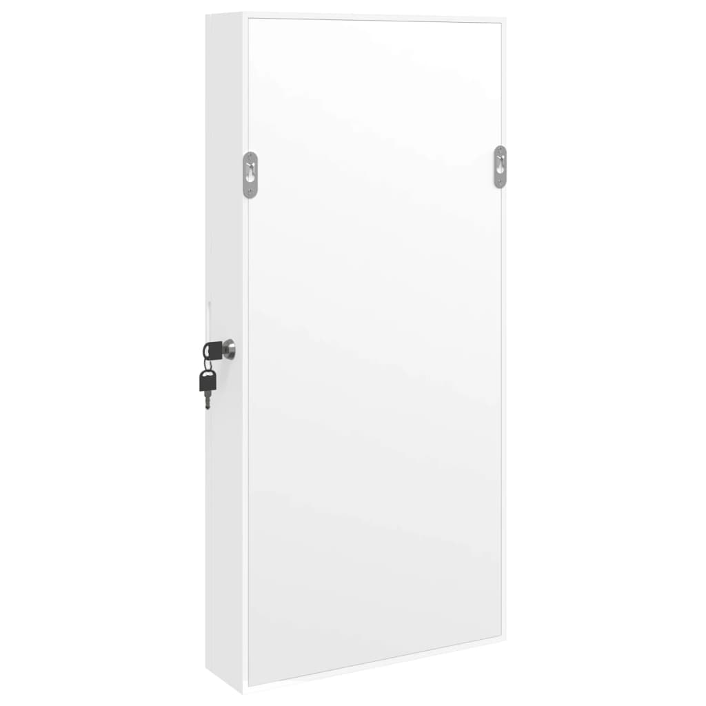 Mirror jewelry cabinet with LED lighting wall mounting white