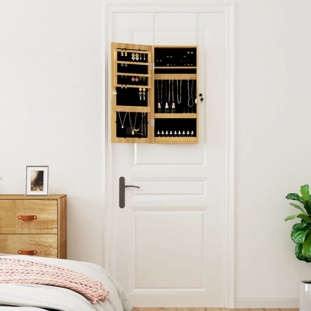 Armoire à bijoux miroir avec éclairage LED, fixation murale