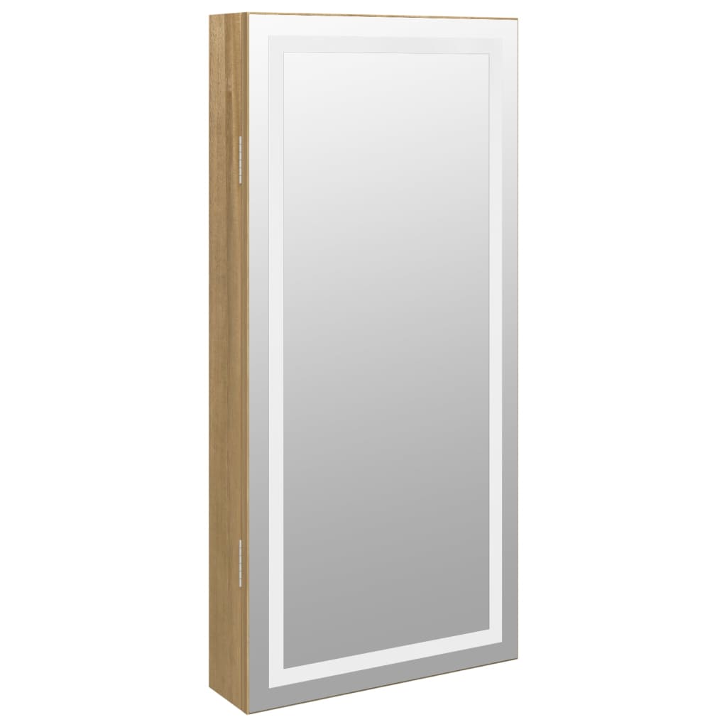 Armoire à bijoux miroir avec éclairage LED, fixation murale