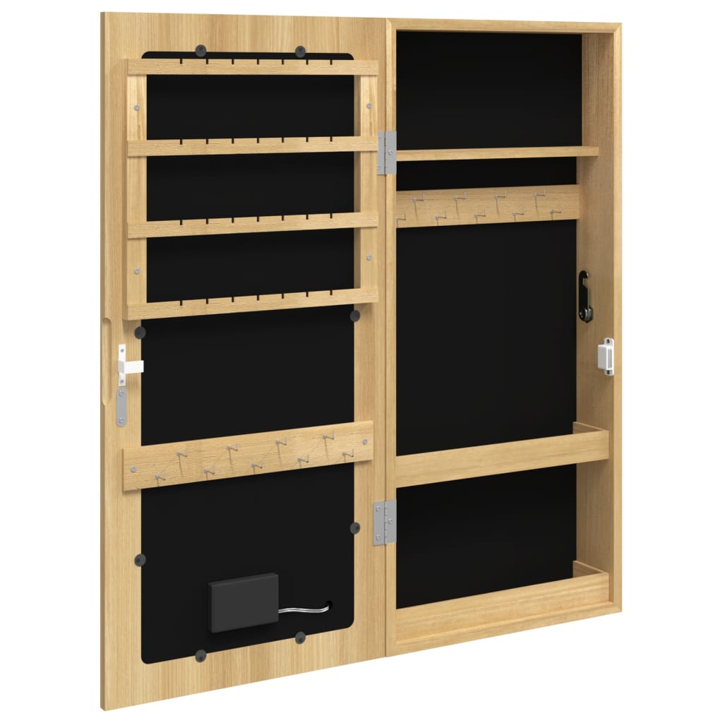 Armoire à bijoux miroir avec éclairage LED, fixation murale