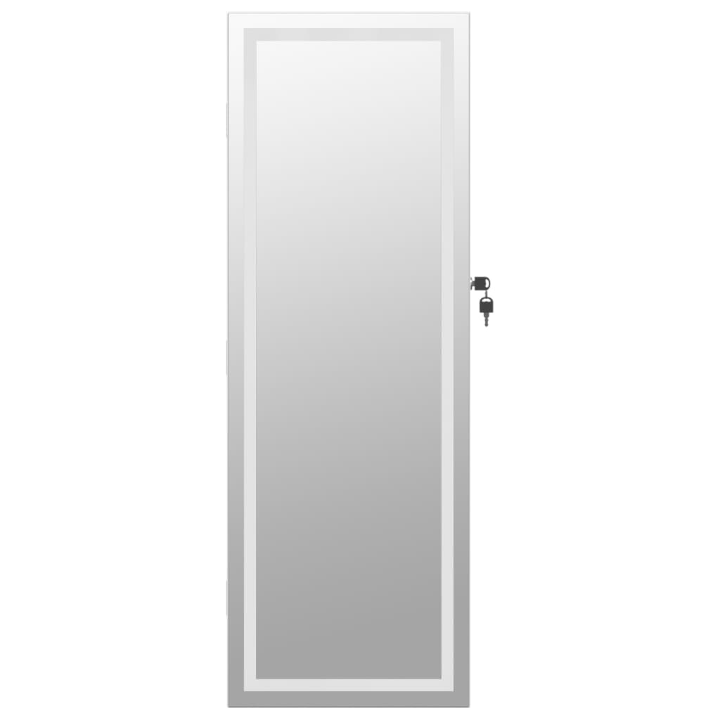 Mirror jewelry cabinet with LED lighting wall mounting white