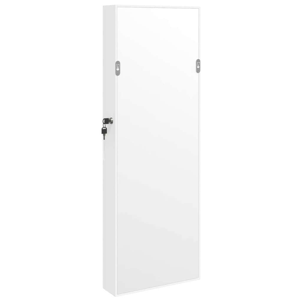 Mirror jewelry cabinet with LED lighting wall mounting white