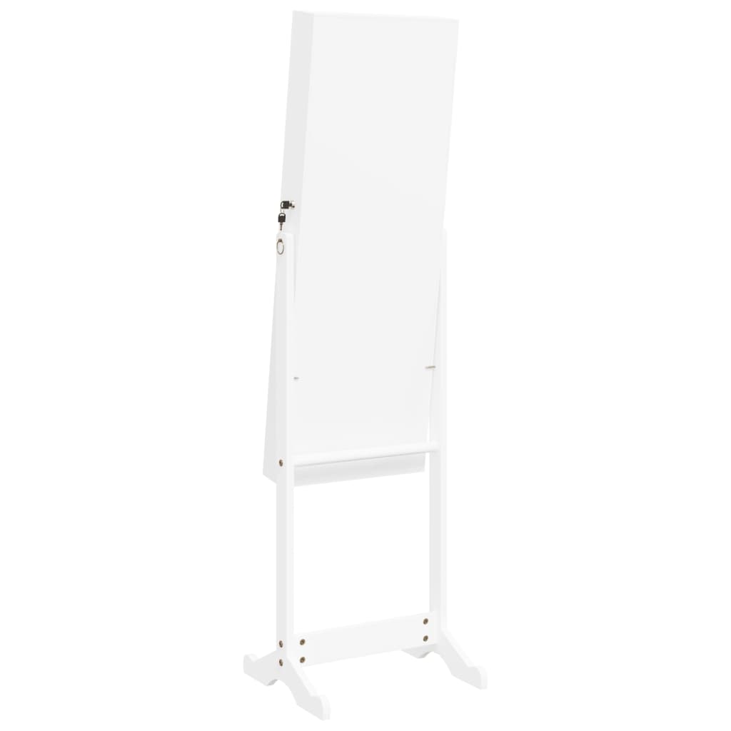 Armoire à bijoux avec miroir et éclairage LED sur pied blanc