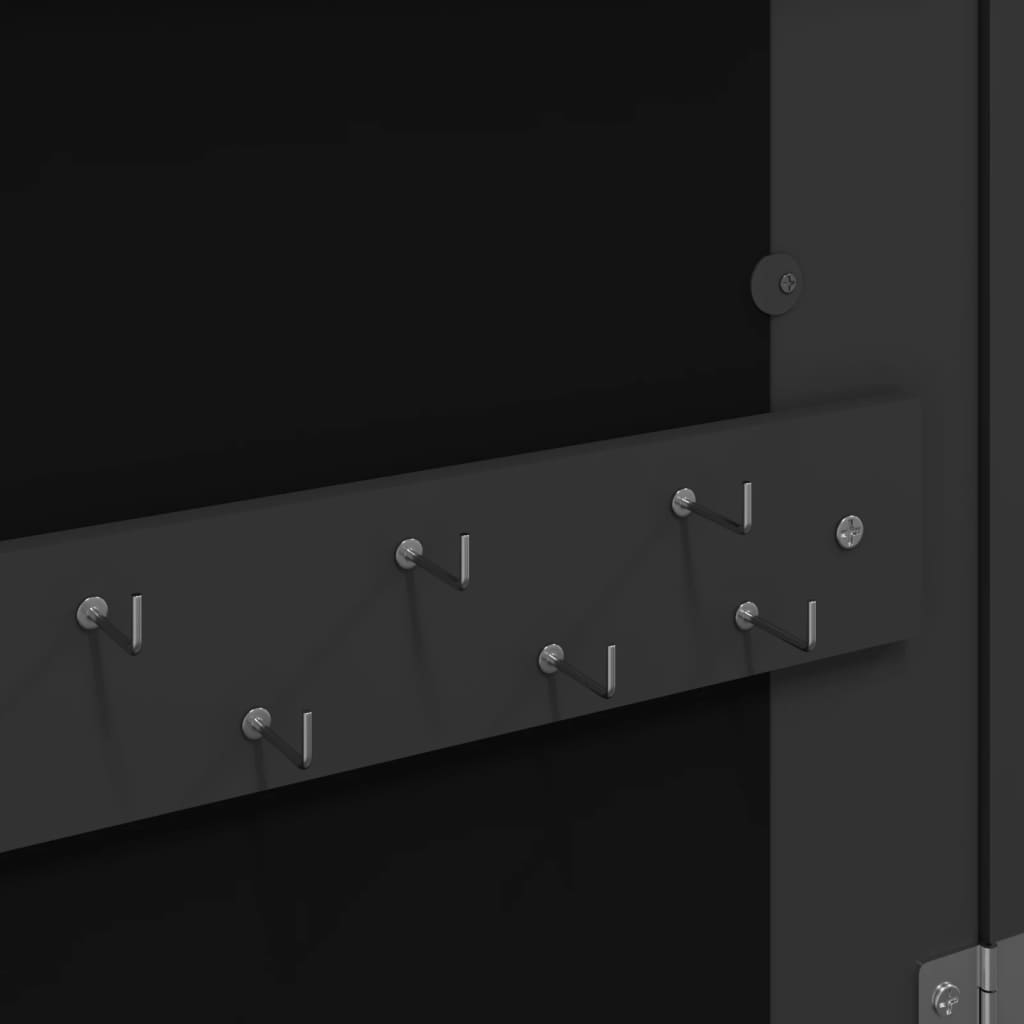 Armoire à bijoux avec miroir et éclairage LED sur pied noir