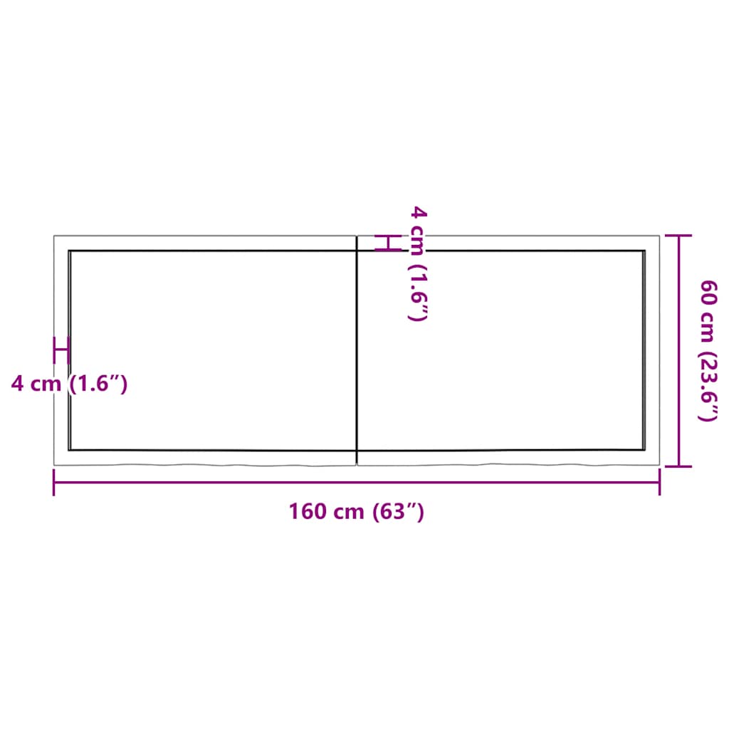 Wall shelf 160x60x(2-6) cm solid oak wood untreated