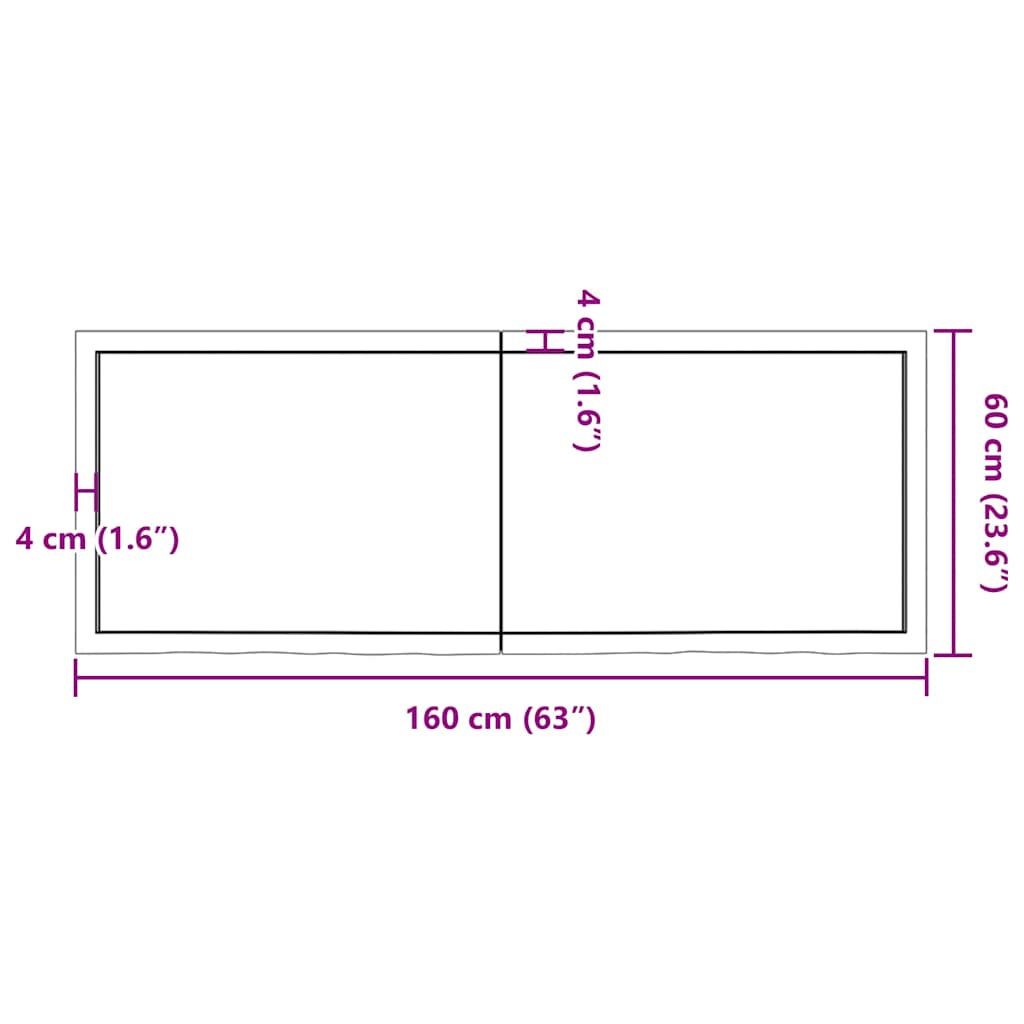 Wall shelf 160x60x(2-6) cm solid oak wood untreated