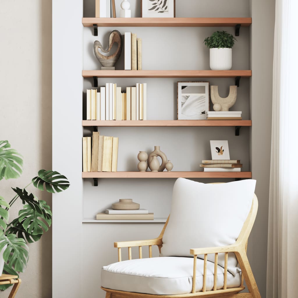 Etagère murale marron clair 80x20x4 cm chêne massif bois traité