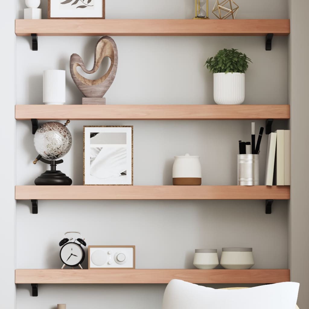 Wall shelf light brown 100x10x6 cm solid oak treated wood
