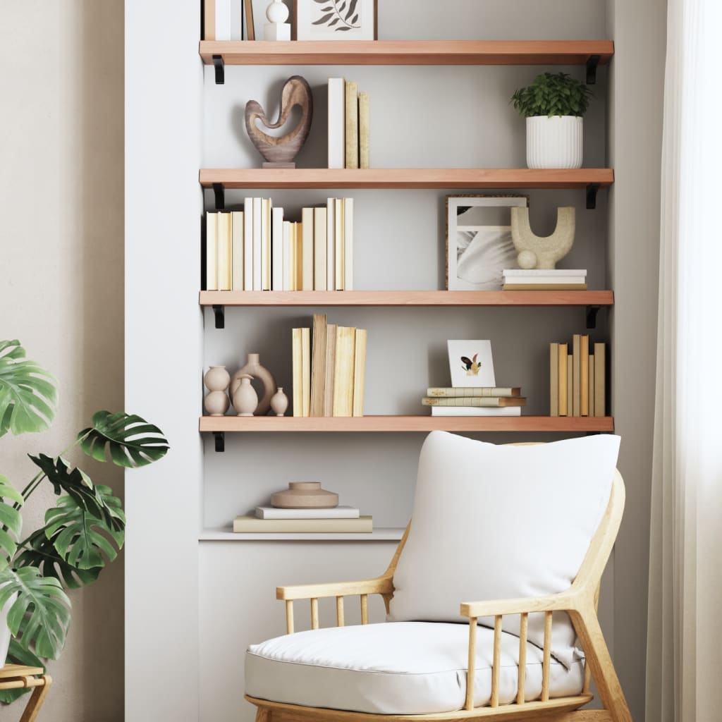 Etagère murale marron clair 100x30x(2-4) cm chêne massif bois traité